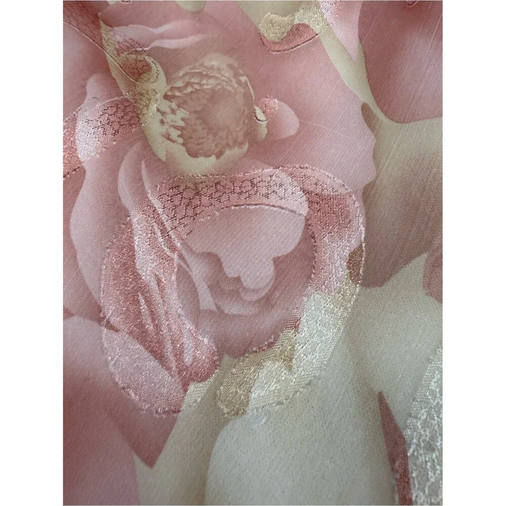 Skirt floral shiny vintage Floral Satin Slip Skirt in Peach and Cream